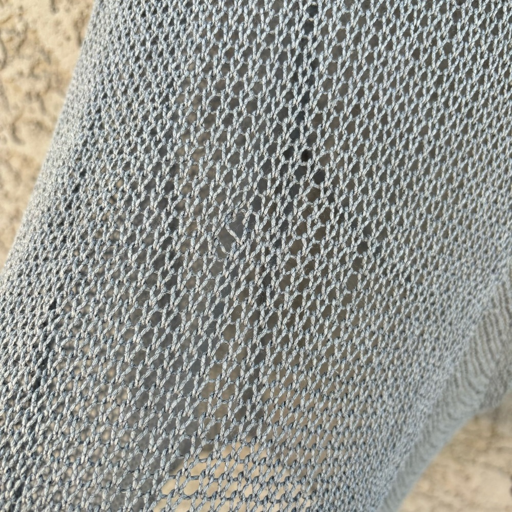 INHABIT Gauzey Grey Silk Long Sleeved Asymmetrical Sweater - Picture 4 of 9